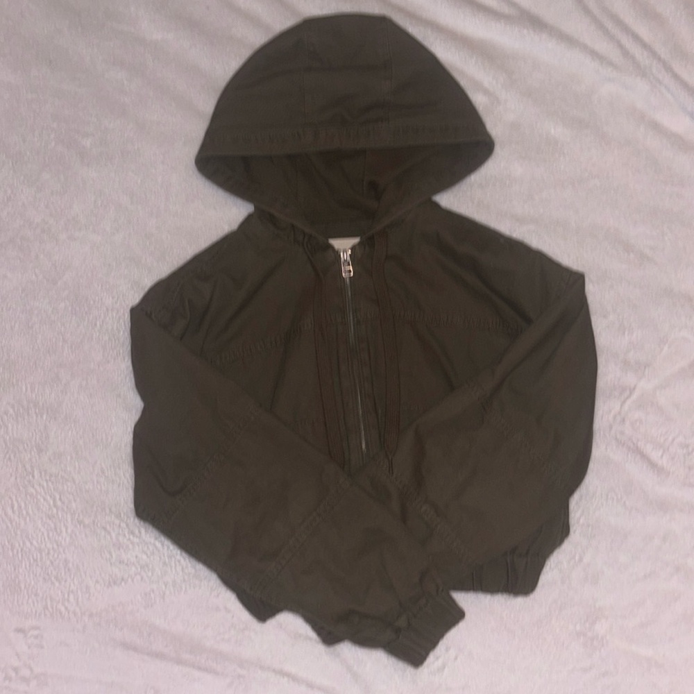 Aeropostale Olive Green Bomber Jacket Cropped